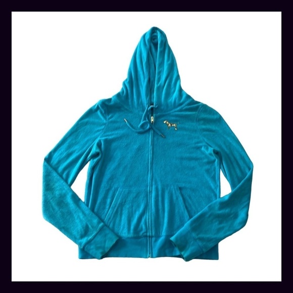 Vintage PINK Turquoise Terry Gold Bling Sequin Matching Set Size Small - Picture 11 of 12